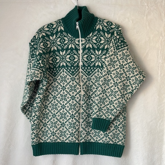 Vintage Kate Covington Full-zip Fair Aisle Icelandic Ski Sweater Size M - Picture 2 of 11